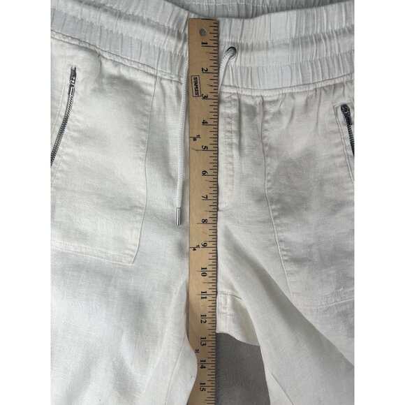 Athleta Cabo Lily Linen Jogger Pants White Size 6 Elastic Waist Lightweight - Picture 13 of 15